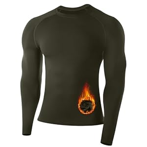 Runhit Camisa térmica de compresión para hombre, con forro polar, manga larga, térmica, capa base atlética, equipo para clima frío