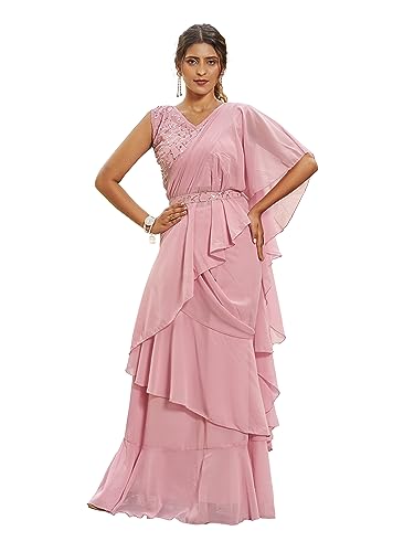 Image of Womanista Women's Plain Georgette Saree