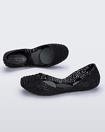 Image of Melissa Campana Papel Flats for Women - Comfortable, Stylish & Flexible Slide-On Closed-Toe Jelly Flat Shoes with Hollow Interwoven Cut Out Design