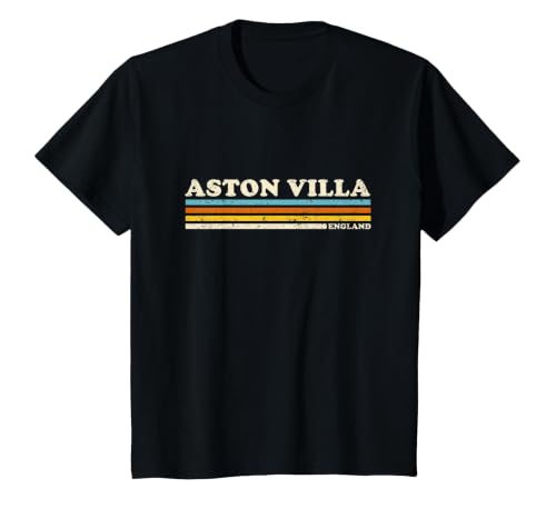 Retro Stripe Aston Villa T-Shirt, Youth, Black, 4T