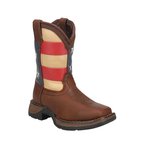 Durango Unisex-Kid's DBT0159 Western Boot, Brown and Union Flag, 12.5 M US Little Kid2