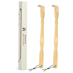 2 Pack Wooden Bamboo Back Scratcher, 17 Inch Long Handle Back Scratchers for Adults Men Women, with Beautiful Gift Packaging