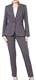 Marycrafts Women's Professional Stand Up Collar Blazer Pant Suits 2 Piece Set Business 20 Gray