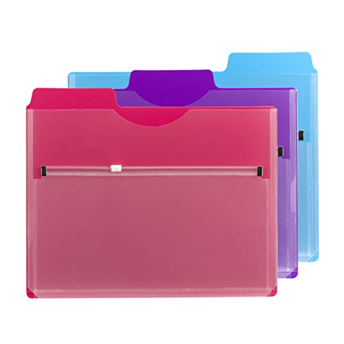 Smead Organizador de projetos com bolsa com zíper, aba de corte 1/3, tamanho carta, cores sortidas,