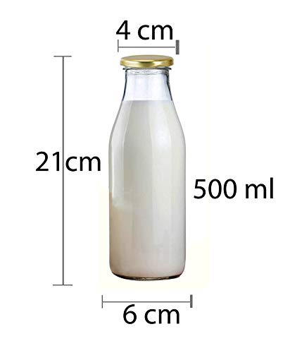 Image of Pure Source India Glass Milk Water And Juice Bottle - 500 Ml, 4 Pieces, Transparent