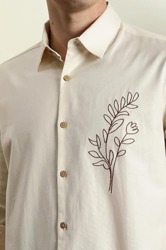 Image of MiraMichi Men's Pure Linen Shirt with Long Sleeve Collared Neck Standard Length and Button Down Closure Type |Shirt's for Men Stylish | Branded Shirt's | Formal Style