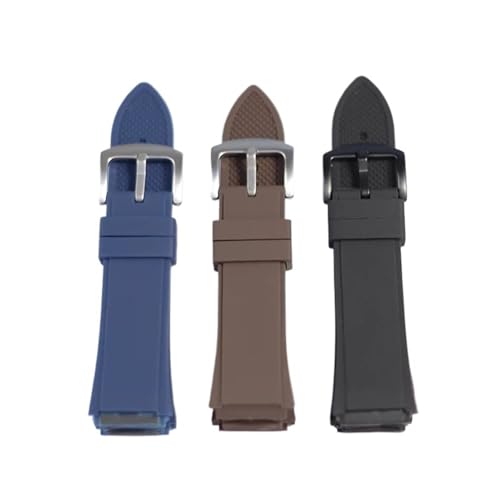 INEOUT Rubber Silicone Watchband Waterproof Belt Compatible with Watch Strap Folding Buckle Accessories(Brown Silver Buckle)2