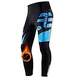 Cycling Leggings Fleece Pants Winter Men Bike Padded Thermal Warm Up Tights for Bicycle US M Blue