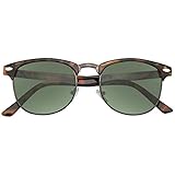 Emblem Eyewear Vintage Inspired Classic Half Frame Horned Rim Sunglasses (Tortoise Black)