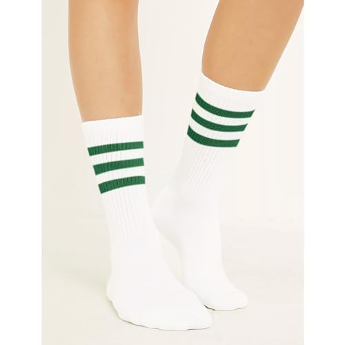 Image of 4 PAIRS Striped Crew Socks For Women Casual Cotton Novelty Retro Athltic Socks Unisex MultiColor
