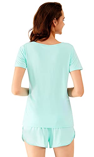 Image of WiWi Viscose from Bamboo Pajamas Set for Women Super Soft Short Sleeve Cooling Summer Plus Size Pjs Sets Sleepwear S-4X