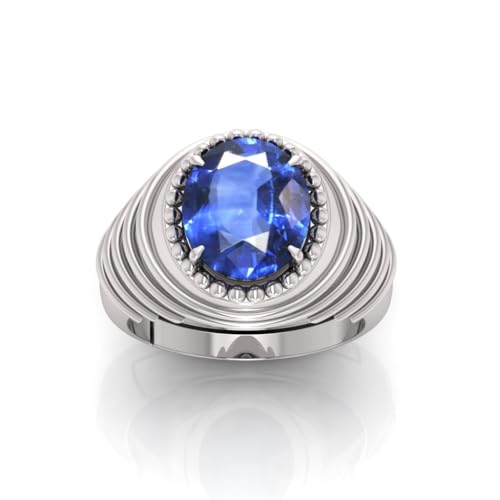 Bague saphir bleu ajustable, le bijou en métal panchdhatu idéal pour votre thème astral