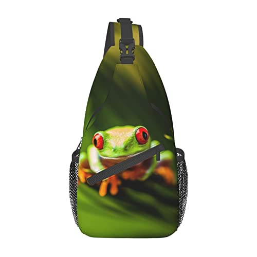 Frog Sling Bag Cute Crossbody Chest Daypack Casual Backpack Animal Shoulder Bag For Travel Picnic