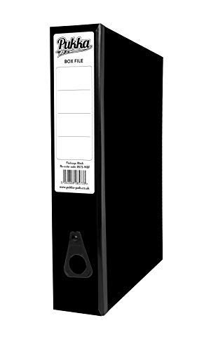 Pukka Pads Foolscap Lock Spring Box Files 75mm Document A4 Paper Storage Folder (Black) Pack of 10