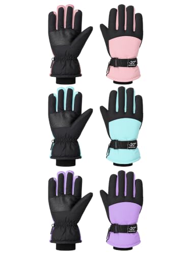 Image of Bencailor 3 Pairs Kids Ski Gloves Children Winter Gloves