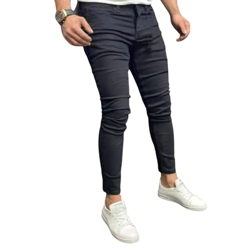 Jeans Pants Trousers Denim Trendy Street Stretch Tight Washed Classic Casual Commuter Small Foot for Men