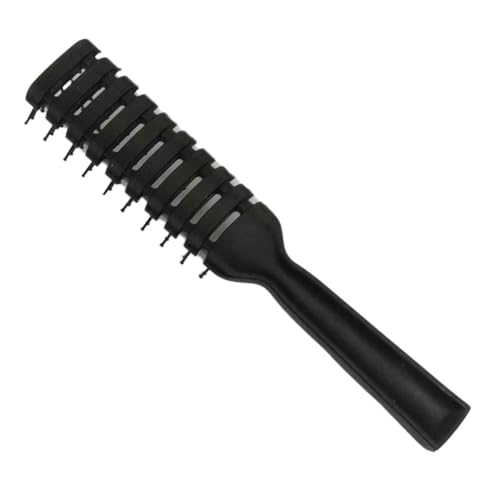 Image of Professional 9 Rows Curved Shape Ball Tip Bristles Medium Vented Flat Hair Styling Brush with Plastic Handle Ideal for Men and Women, Black