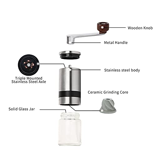 POHOVE Manuelle Kaffeemühle Einstellbare Grobheit Keramikmühle Handkaffeemühle mit 6 präzisen Einstellungsstufen für… – Bild 7