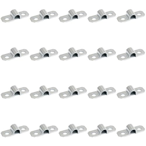 wilcractk Abrazaderas Para Tubos de Acero Inoxidable, Soporte en U de 10 mm con Doble Orificio, 20 Piezas, Abrazadera Tornillo para Montaje de Cables y Tuberías en Pared