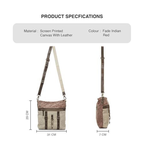 Image of 3Blifestyle - Vintage Key Crossbody Purse | Upcycled Canvas & Leather Shoulder Bag for Women | Multi Pocket Messenger Bag