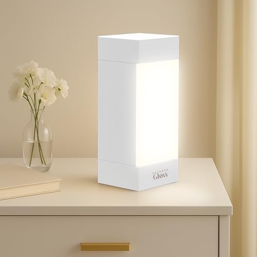 Shabbos Glow Square Shabbos Lamp – Elegant White | UL Approved, Kosher for Shabbos, Blackout Hood, Fireproof Plastic, 15W LED Included