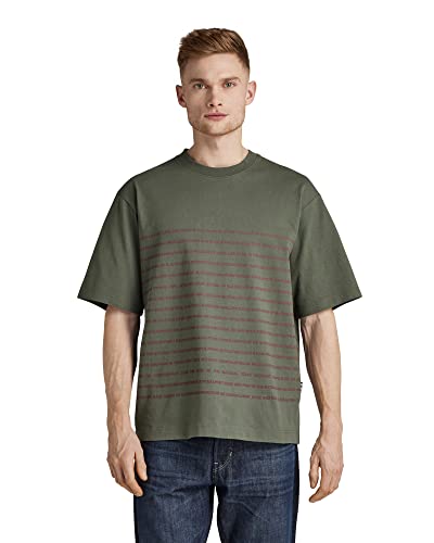G-Star Raw Text Stripe Boxy T-Shirt, Camisetas Para Hombre, Verde Lt Hunter D22217-C336-8165 , M G-Star Raw Text Stripe Boxy T-Shirt, Camisetas Para Hombre, Verde Lt Hunter D22217-C336-8165 , M