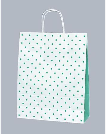 福助工業 紙手提げ袋 ラッピーバッグ No.2 水玉グリーン 1ケース 50個&times;4セット入 00400562