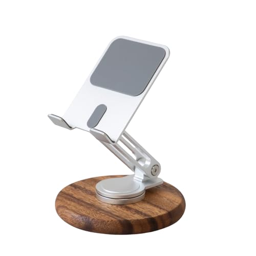 Support de téléphone pour bureau réglable et universel avec socle acacia