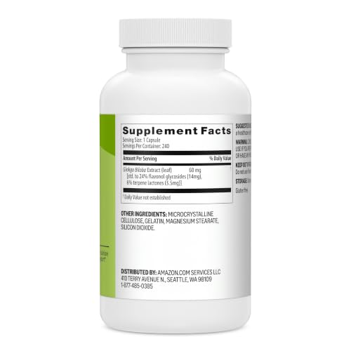 Amazon Basics Standardized Extract Ginkgo Biloba Capsules, 60 mg, 240 Count - image 5