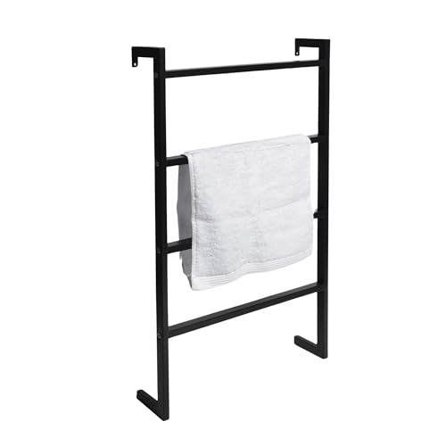 Porte-serviettes trois fixations MSV Will noir mat pour salle de bain - 6