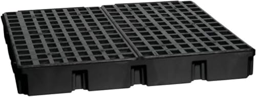 Image of Eagle 4 Drum Spill Containment Pallet with Forklift Pockets, 51.5 inchx51.5 inchx8 inch, 66 Gallon Sump, 8,000 lbs. Load Capacity Secondary Containment Pallet, Made in USA, Black, 1645BND