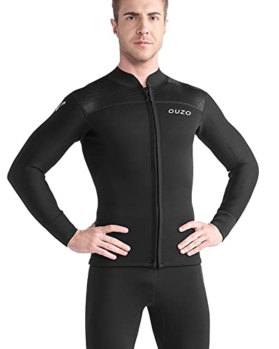 Chaqueta de Neopreno para Hombre, Traje de Buceo de 3MM con Cremallera Frontal y Mangas Largas para Buceo, Surf y Natación miniatura 4