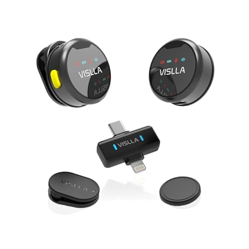 Mini Microphone for iPhone, iPad & Android,12H Battery, Noise Reduction Wireless Lavalier Microphone, Clip On Lapel Mic for Vlogging/YouTube/Tiktok/St