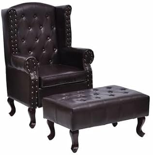 Willood, Sessel mit Hocker, Retro-Design, Wildleder, Fernsehsessel im Wohnzimmer, Braun