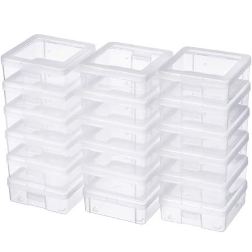 Image of 18 Pack Small Clear Plastic Storage Boxes with Lids, Arts & Crafts Storage Boxes & Organizers Storage Container Craft Jewelry Life Item Organizer for Puzzles, Pens, Rings,Nail Polish