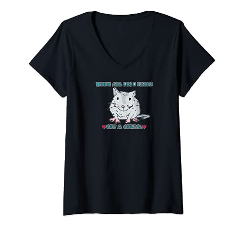 Womens When All Else Fails Get a Gerbil Rodent V-Neck T-Shirt, Black