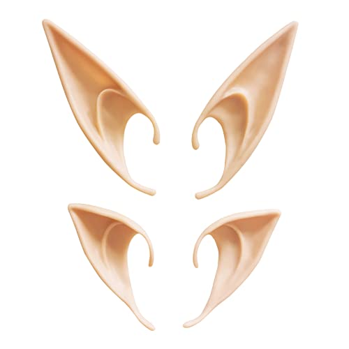 YiOne Cosplay Fairy Pixie Elf Ears-Anime Party Dress Up Soft Pointed Fairy Ears Costume Masquerade Accessories for Halloween Christmas(2 Pairs elf Ears)
