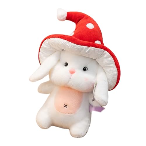 LearnLyrics Peluche | Lindo peluche de Pascua, lindo sombrero de seta cojín de conejo – para niñas habitación de los niños escritorio sofá cama sala de juegos coche Pascua cumpleaños Navidad
