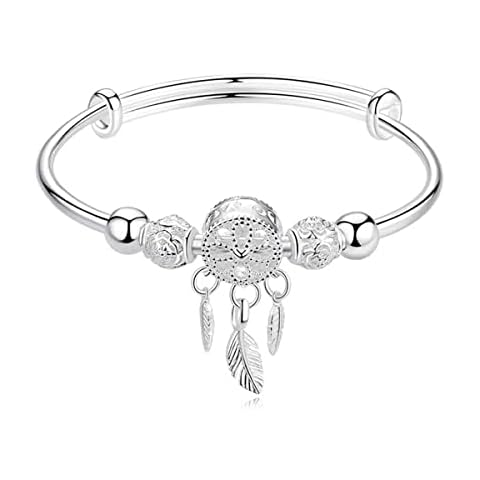 Chereda Beautiful 925 Sterling Silver Leaf Feather Opening Women Bracelets&Bangles Accessories for Girls Women Gift Trendy Jewelry Cover