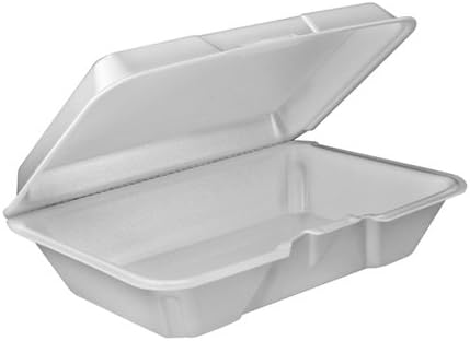 Dart DCC 205HT1 Foam Hinged Lid Carryout Container 9.25 in. x 6.38 in. x 2.88 in.