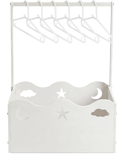 Image of Suzile Baby Shower Basket Wooden Crate Closet Storage with Handle Baby Registry Hamper Pregnancy Gift for New Parent(Moon, Stars, Clouds,White)