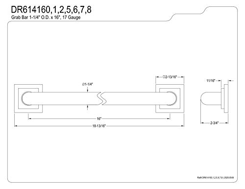 Kingston Brass Dr614167 Claremont 16" Decorative Grab Bar, Brushed Brass #TOP1