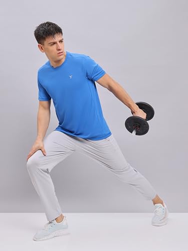 Image of TECHNOSPORT Men's 100% Polyester Slim Fit Solid Short Sleeve T-Shirt for Gym, Workout, Sports and Regular Use - Pack of 2