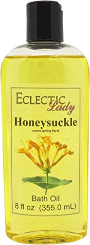 Honeysuckle Bath Oil by Eclectic Lady - Scented Bath Oil - Relaxing & Moisturizing Bathing Oil - Fragrance Body Oil For Dry & Rough Sensitive Skin - Body Daily Nourishing Shower Oil (8 oz)