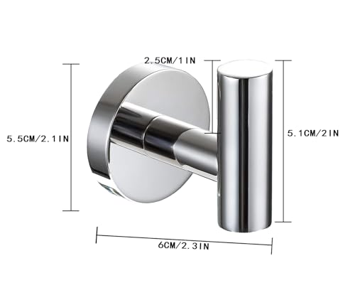 QNIIAED 2 Pcs Bathroom Towel Hook,Screw in Metal Coat Robe Hook SUS 304 Stainless Steel Heavy Duty Wall Door Hanger for Bathroom Kitchen Garage Home Hotel Office(Chrome) - Image 2