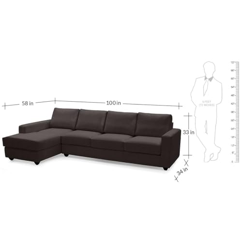 Image of FURNY - Apolloy 5 Seater Leatherette Sectional LHS L Shape Sofa Set (Brown)