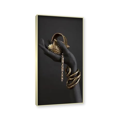 Tableaux sur toile femme noire afro JZSDGB, art mural prestigieux avec cadre champagne or