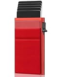 DÍGONO Tarjetero Metalico Hombre y Mujer | Proteccion RFID | Porta Tarjetas de Credito | Wallet | Billetera | Carteras para Hombre y Mujer con Doble Bolsillo Exterior(Rojo)