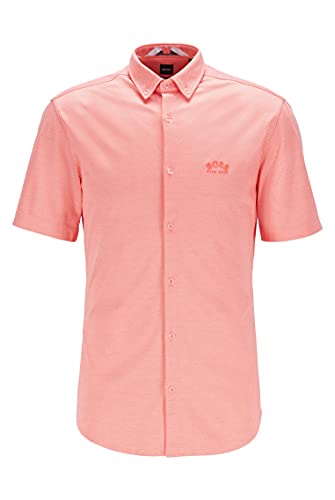 Image of BOSS Mens BIADIA R Short-Sleeved Regular-fit Shirt with Curved Logo