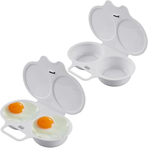 Microwave Egg Poacher, 2 Cavity Nonstick Poached Egg Maker With Lid Double Cups Egg Boiler for Home Breakfast Kitchen Gadget (2PCS)